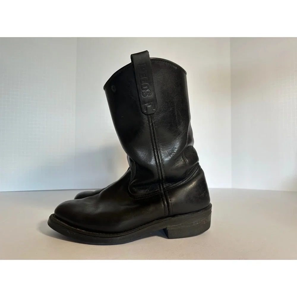 VTG Red Wing Pecos 1116 Mens Black Leather Pull On Work Boots Made in USA 8 E
